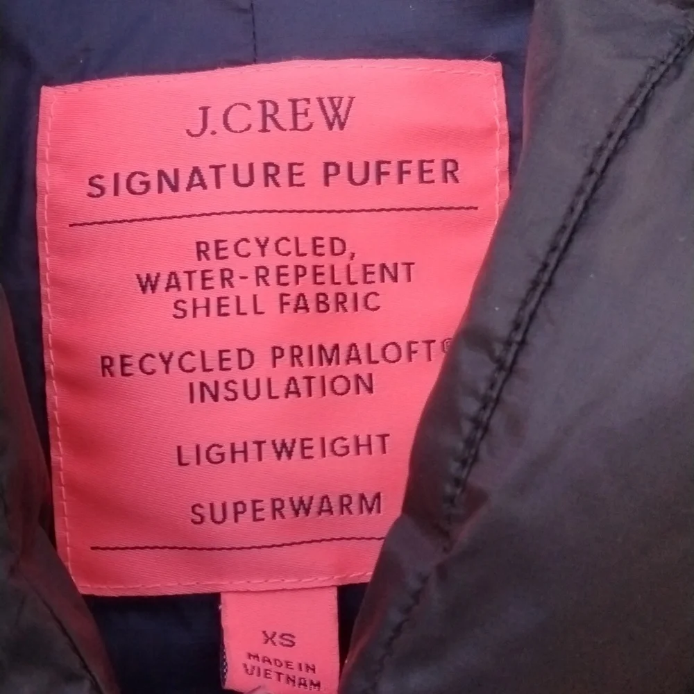 J. Crew Signature Puffer Jacket navy blue size XS